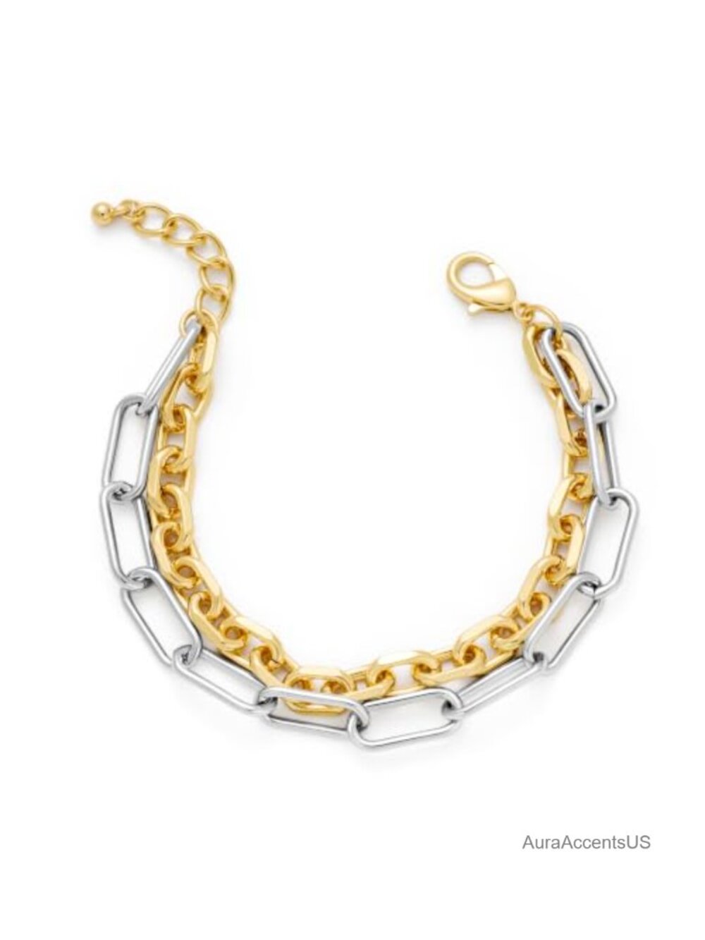Chunky Link Bracelet for Women 14k Gold Plated Brass